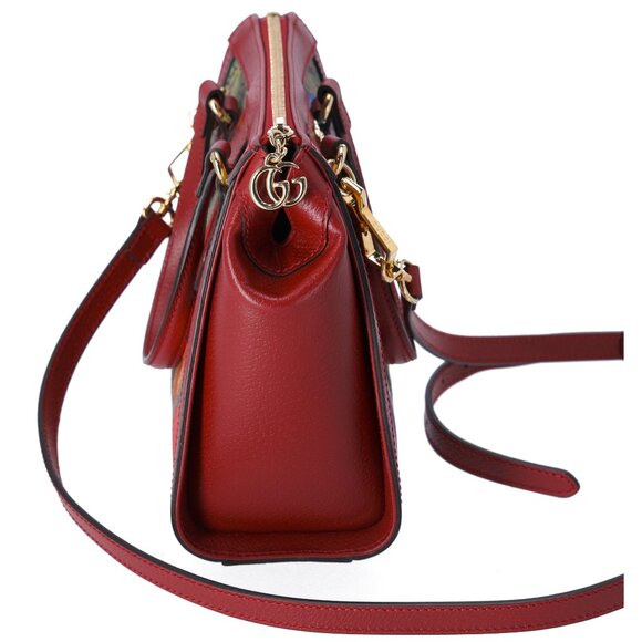 GUCCI Ophidia GG Flora Tote Bag 547551 Brown Red Multi PVC Leather - Picture 5 of 8